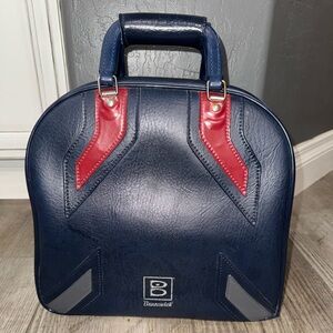 Vintage Brunswick Blue  Leather Bowling Ball bag carry on travel case retro wave